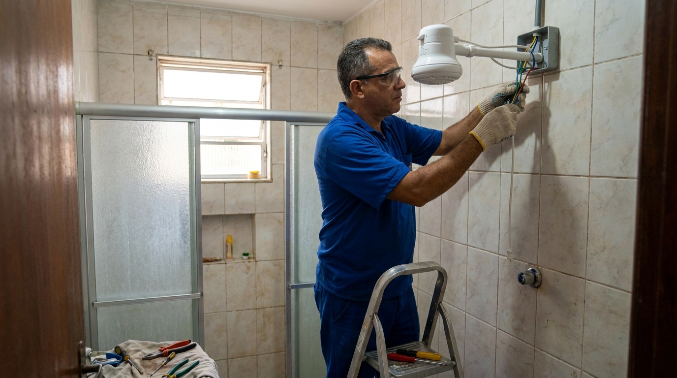 Substituição de Chuveiro Antigo em Cotia‑SP